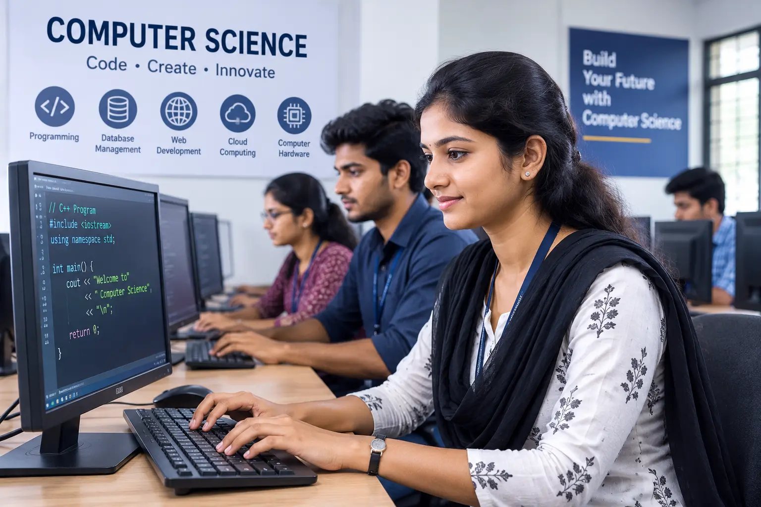 Computer Science CS students learning programming at VGR College